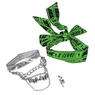 Image of Disguise Women&#039;s Billie Eilish Headband &amp; Jewelry Kit Costume Accessories, 4 Piece Set, Green Silver, Adult Size, Size