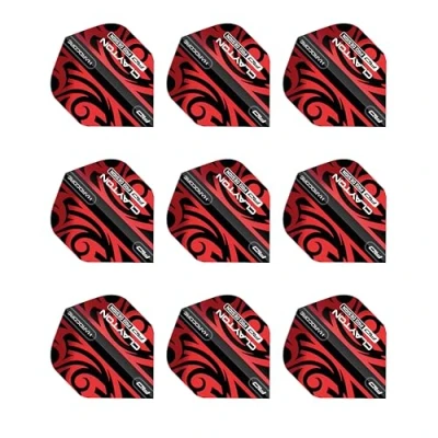 Image of Red DRAGON Hardcore Jonny Clayton &amp; Black Tribal Dart Flights 3 Sets Per Pack (9 in total)