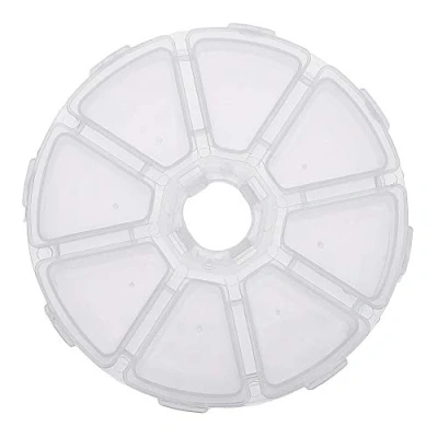 Image of FEVERWORK Round 8 Compartment Box 10cm Clear Bead DIY Craft Jewelry Parts Storage Organizer Container Case
