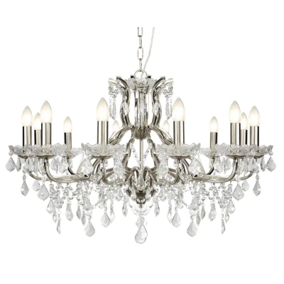 Image of Paris 12 Light Chandelier Satin Silver Finish, E14