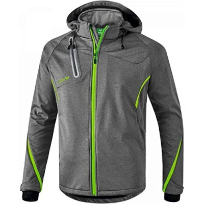 Image of Erima Men&#039;s Outdoor Basics Softshell Jacket Function, Grey Marl/Green Gecko, Large