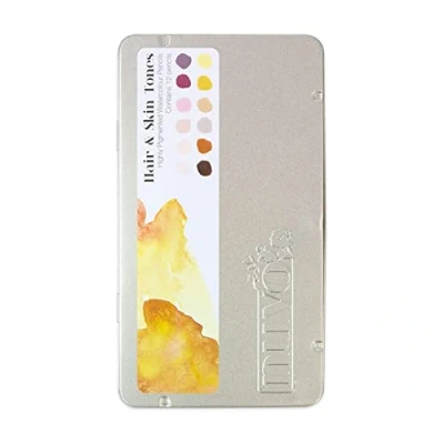 Image of Tonic Studios Hair and Skin Tones Watercolour Pencils, Wood, Multicoloured, 12 Count (Pack of 1)