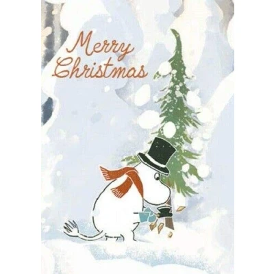 Image of Moomin Christmas Cutting the Tree Blank Card MOOMX8