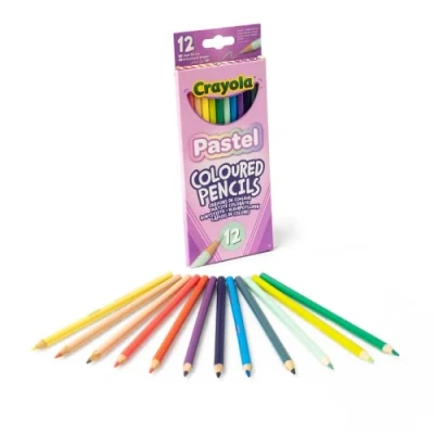 Image of CRAYOLA Pastel Colouring Pencils, Assorted Colours, Pack of 12, Delicate Shades, Optimal for Kids Ages 3+