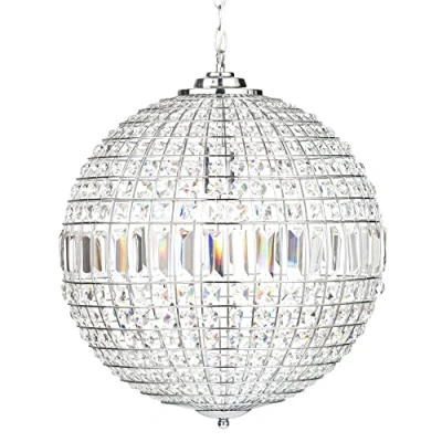 Image of LITECRAFT Miley Large Globe Ceiling Pendant E27 1 Light Indoor Fitting Chrome
