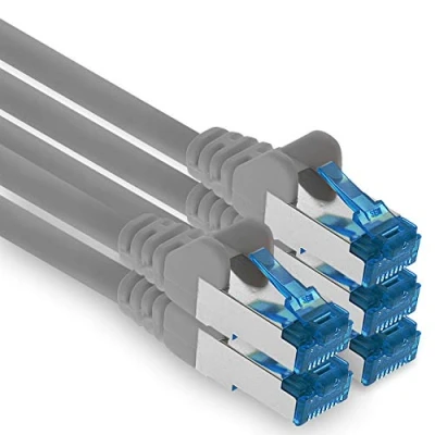 Image of 1aTTack.de 5 X 0.25 M CAT.6 Ethernet Gigabit Lan Network Patch Cable RJ45 CAT 6 A 10000 Mbit s Sftp Pimf 500 MHz grey