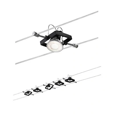 Image of Paulmann 94290 Mac II System Rectangular max. 5x10 watts Ceiling Black matt lamp Metal, Plastic Wire Cable GU5.3, GU5