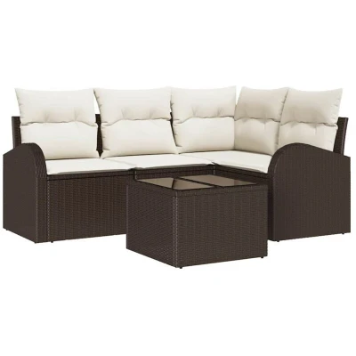 Image of vidaXL 4 Piece Garden Sofa Set with Cushions Grey Poly Rattan