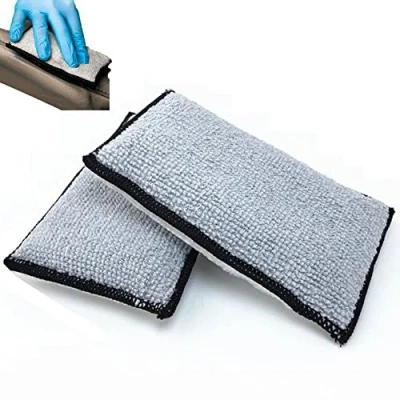 Image of Fituenly Microfiber Scrubbing Sponge 2pcs Dual Action Non scratch Nylon Car Washing Up Cleaner Pads Scrubs Sponges Wash Pad Cloth