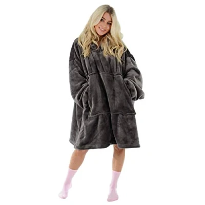 Image of Hodge and Adults Unisex Hoodie Blanket Sweatshirt Sherpa Fleece Oversize Top Eiffel Tower