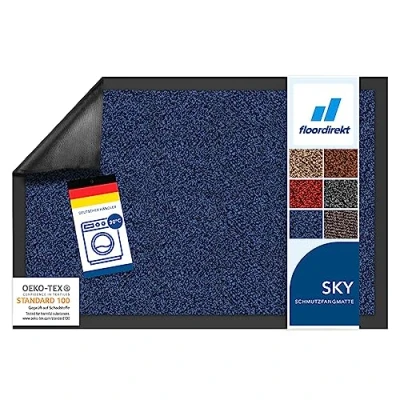 Image of SKY Dirt Trapper Mat, Absorbent Machine Washable Doormat with Non Slip Backing, Indoor &amp; Outdoor Front Door Mat Barrier Entrance (Blue (Mottled), 60 cm x 90 cm)