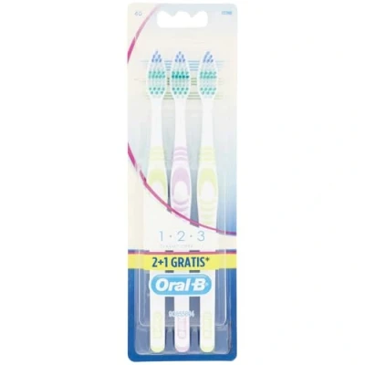 Image of ORAL B Toothbrush Classic Care Medium 1 Pack of 3 Toothbrushes Multicolors