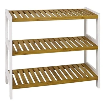 Image of HAKU Mobel Shoe Rack Nature, White, Bamboo, Mdf Size: W 70 cm X H 55 D 26 cm, Style: Scandinavian