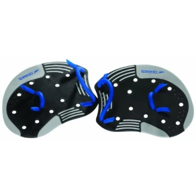 Image of Speedo Unisex Swim Training I.M. Tech Paddles Black/Blue, Small Medium