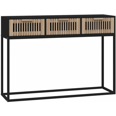 Image of vidaXL Console Table Black 105x30x75 cm Engineered Wood and Iron