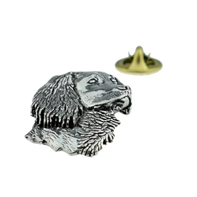 Image of GTR A5 Spaniels Head English Pewter Lapel Pin Badge XTSPBA05