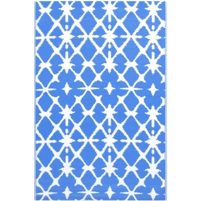 Image of vidaXL Outdoor Carpet ARAKIL Blue and White 120x180 cm PP