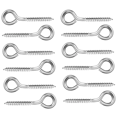 Image of Belle Vous Stainless Steel Eye Screw Hooks (12 Pack) Heavy Duty M6 Screws 8cm / 3.15 inches Metal Self Tapping Ring Eyelet for Hammocks, Aerial Yoga, Swing Chairs Indoor/Outdoor Use