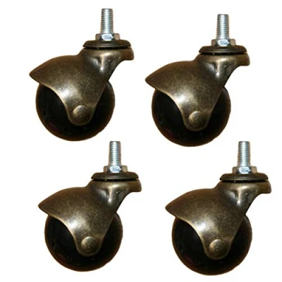 Image of Bronze Ball Caster Wheels, 2 inch Antique Gold Casters Furniture Casters, Threaded Rod Mounting M8/M10mm, Office Chair Wheel, Sofa Coffee Table Wheels