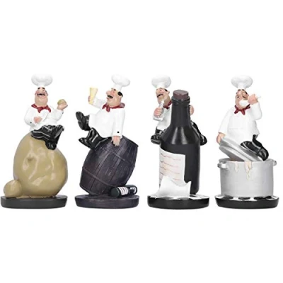 Image of Pssopp Resin Chef Figures Ornament Statue Kitchen Decor Figurine Cook Model for Bar Restaurant Home Decoration or Gift