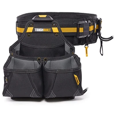 Image of ToughBuilt 3 piece Handyman Tool Belt Set Heavy Duty, Durable 2 Cliptech Pouches and padded Toolbelt TB CT 102 3P