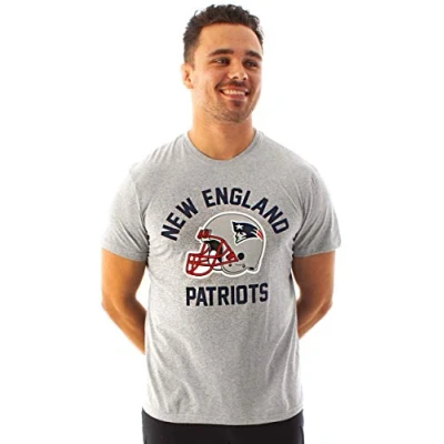 Image of NFL New England Patriots T Shirt for Men Helmet Teams Game Jersey Top American Football Merchandise Grey