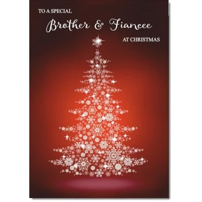 Image of doodlecards Brother &amp; Fiancee Christmas Card Red Tree Medium Size with Plain Envelope