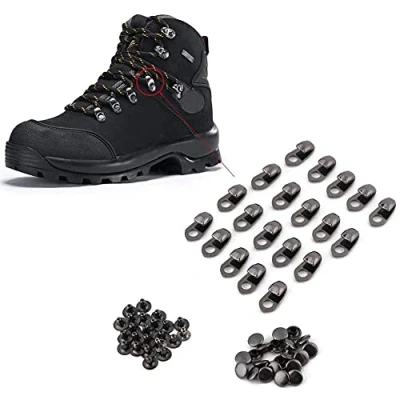 Image of Oumefar 20 PCS Boot Hooks Eyelet Lace Fittings Buttonhole Alloy Eye Climb Accessories With Rivets for Repair Camp Hike
