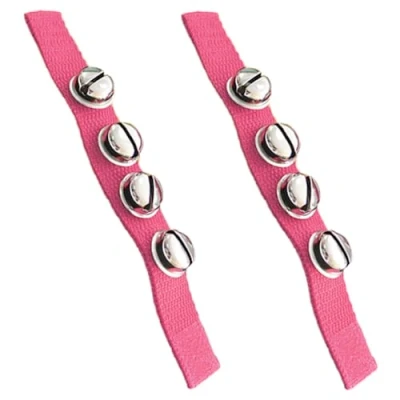 Image of 2 Pcs Multi Color Musical Rhythm Toys and Nylon Band Wrist Bell Ankle Bells Foot Instrument for Kids Baby Adult Best Holiday Birthday Party Gifts（Pink)