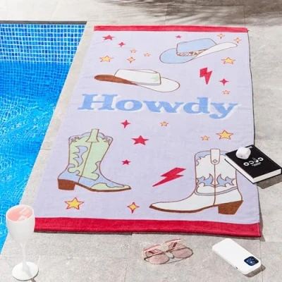 Image of turner bianca plc Sassy B Howdy Cowgirl 76x160cm Cotton Beach Towel Lilac