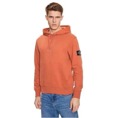 Image of Calvin Klein Jeans Badge Hoodie Sweatshirt, Men&#039;s, Size: XL, Aragon