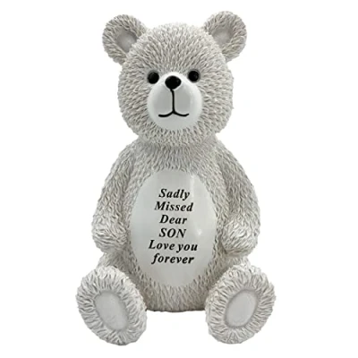 Image of Angraves Special Son Baby Boy Teddy Bear Memorial Graveside Ornament Plaque