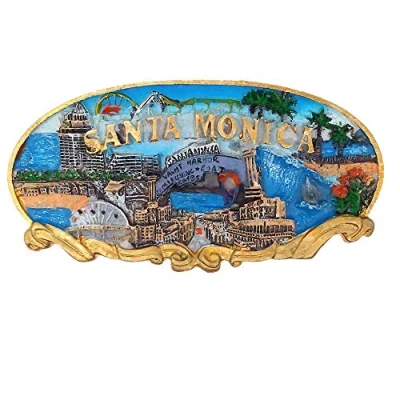 Image of Santa Monica Hollywood Los Angeles California USA 3D Fridge Magnet Travel Souvenir Gift Home &amp; Kitchen Decoration Magnetic Sticker America Refrigerator