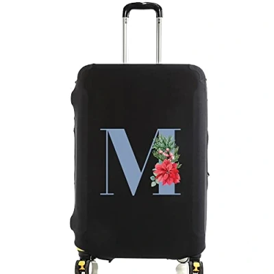 Image of initial letter Printed Design Travel Trolley Case Cover Protector Washable Suitcase Luggage Storage Covers for 18 28 inch (S (18 21 Luggage), blue M)