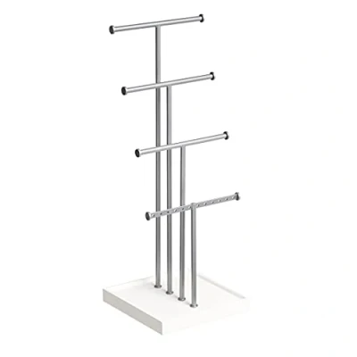 Image of Amazon Basics Four Tiered Jewellery Tree Stand White/Nickel