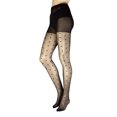 Image of Women&#039;s 1 Pair Charnos Sheer Polka Dot Tights Black S M