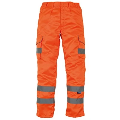 Image of Yoko Mens Hi Vis Polycotton Cargo Trousers With Knee Pad Pockets (40L) (Orange)