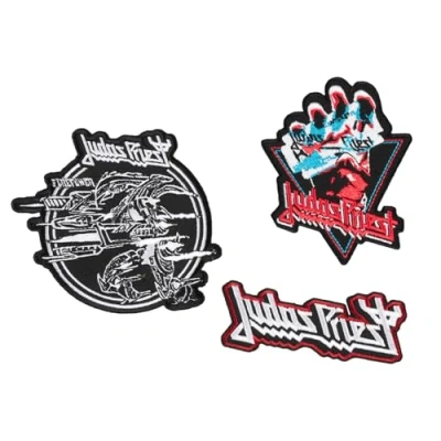 Image of Grupo Erik Set of 3 Patches Judas Priest Iron On Patches, Sew Embroidery Applique for Clothing, Backpacks