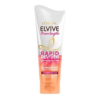 Image of L&#039;Oreal Paris Elvive Dream Lengths Rapid Reviver Power Conditioner, Nourishing &amp; Strengthening Treatment, Enriched with Castor Oil, For Long, Damaged Hair 180ml