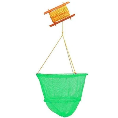 Image of Crab Drop Net With Bait Bag, Weight &amp; Line Handle Crabbing Prawn Small Fish Trap Catcher Fishing (Green)