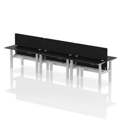 Image of Air B2B 1400x600mm Adjustable 6P Bench Desk CP Black/Silver + Screen