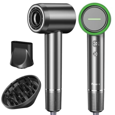 Image of Fezax Negative Ionic High Speed Hair Dryer with 11,0000 RPM Brushless Motor for Fast Drying, Professional Blow Diffuser and Nozzle, Low Noise Hairdryer Salon Home Travel, Black