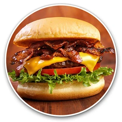 Image of 2 x 30cmVinyl Stickers Delicious Cheeseburger Junk Food Decals for Car Van Luggage Scrap Book Fridge #8321