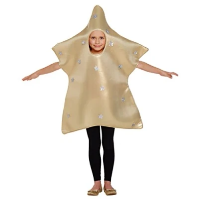 Image of HENBRANDT Children’s Christmas Star Costume Gold Xmas Fancy Dress Outfit Nativity Play Pantomime Size Small Ages 4 6 for Boys and Girls