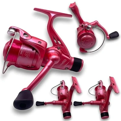 Image of 2 NGT CKR30 Pink Carp Coarse Fishing Reel Float Spinning 8lb Line Womens Girls