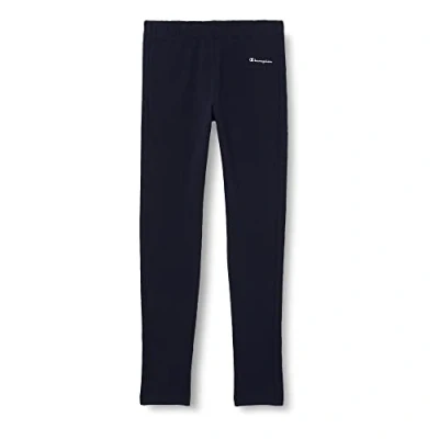 Image of Champion Girl&#039;s American Classics Small Script Logo Regular Shapewear Leggings, Navy Blue, 3 4 Years