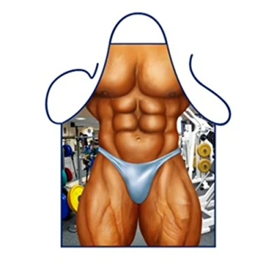 Image of Iconic Aprons Sexy Muscle Man Apron, Polyester, Multi Colour, 79 x 56 0.1 cm