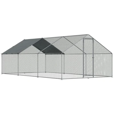 Image of Dellonda 3 x 6 2m Walk In Galvanized Steel Chicken Run with Roof Cover &amp; PVC Coated Wire DG280