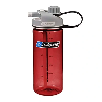 Image of Nalgene Sustain Tritan BPA Free MultiDrink Water Bottle Made with Material Derived from 50% Plastic Waste, 20 OZ, Red