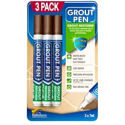 Image of 3 X BROWN grout Pens Designed for restoring tile
